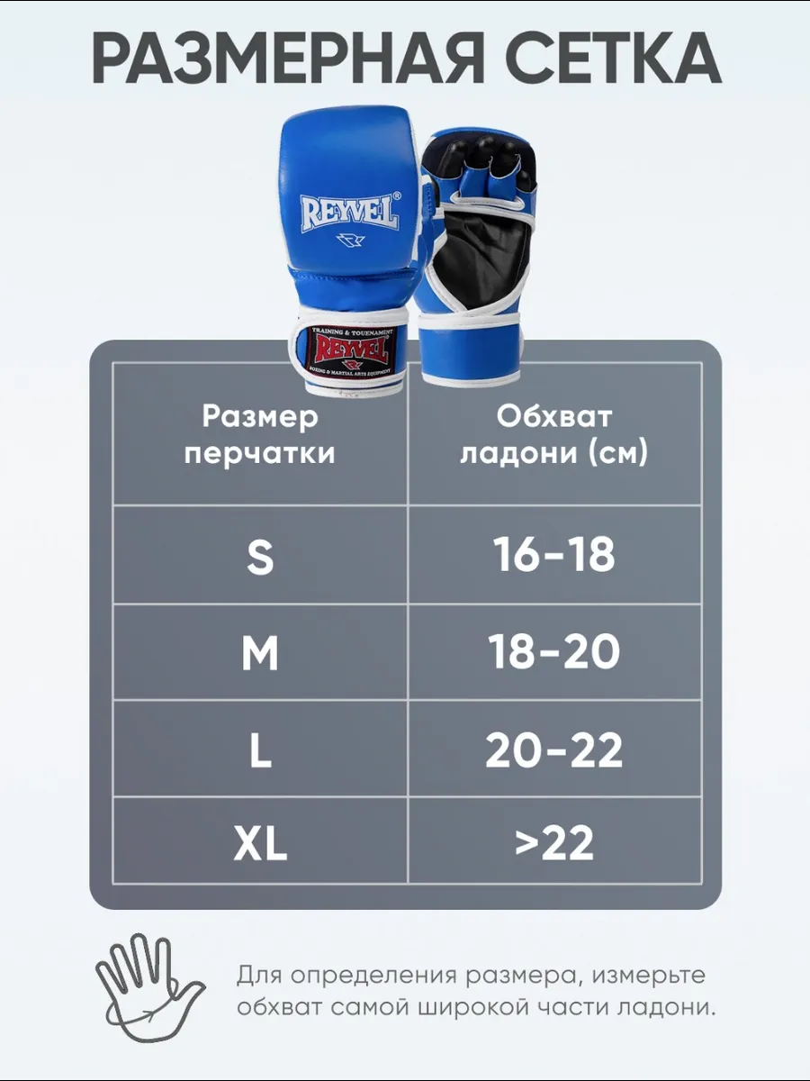 Перчатки Reyvel ММА pro training, синий фото 5